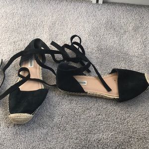 Steve Madden tie up black espadrilles size 8.5